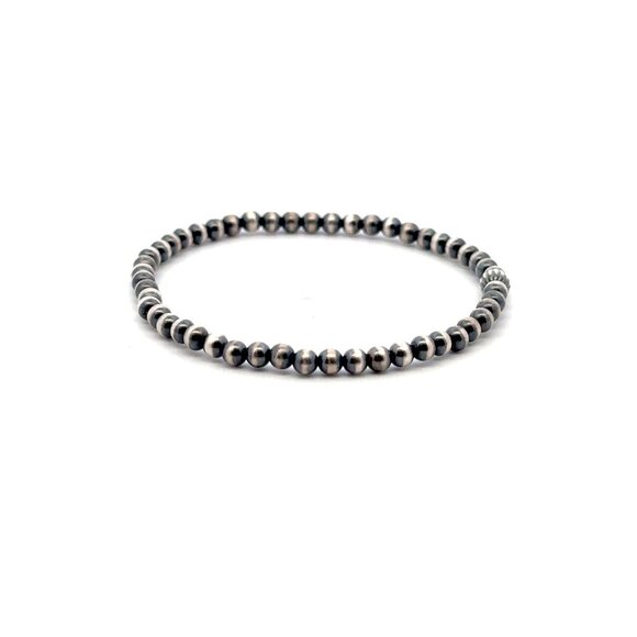 925 Sterling Silver Authentic Navajo Beads 3mm-4mm Stretch Bracelet Minimalist - Picture 5 of 9